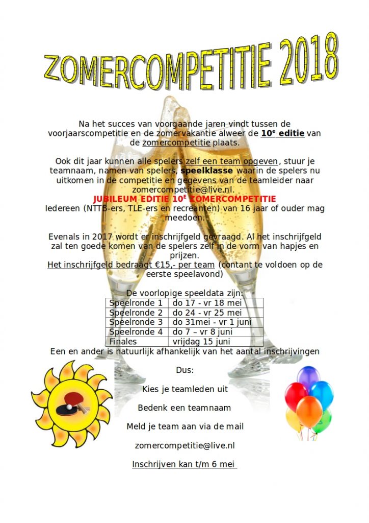 Zomercompetitie 2018